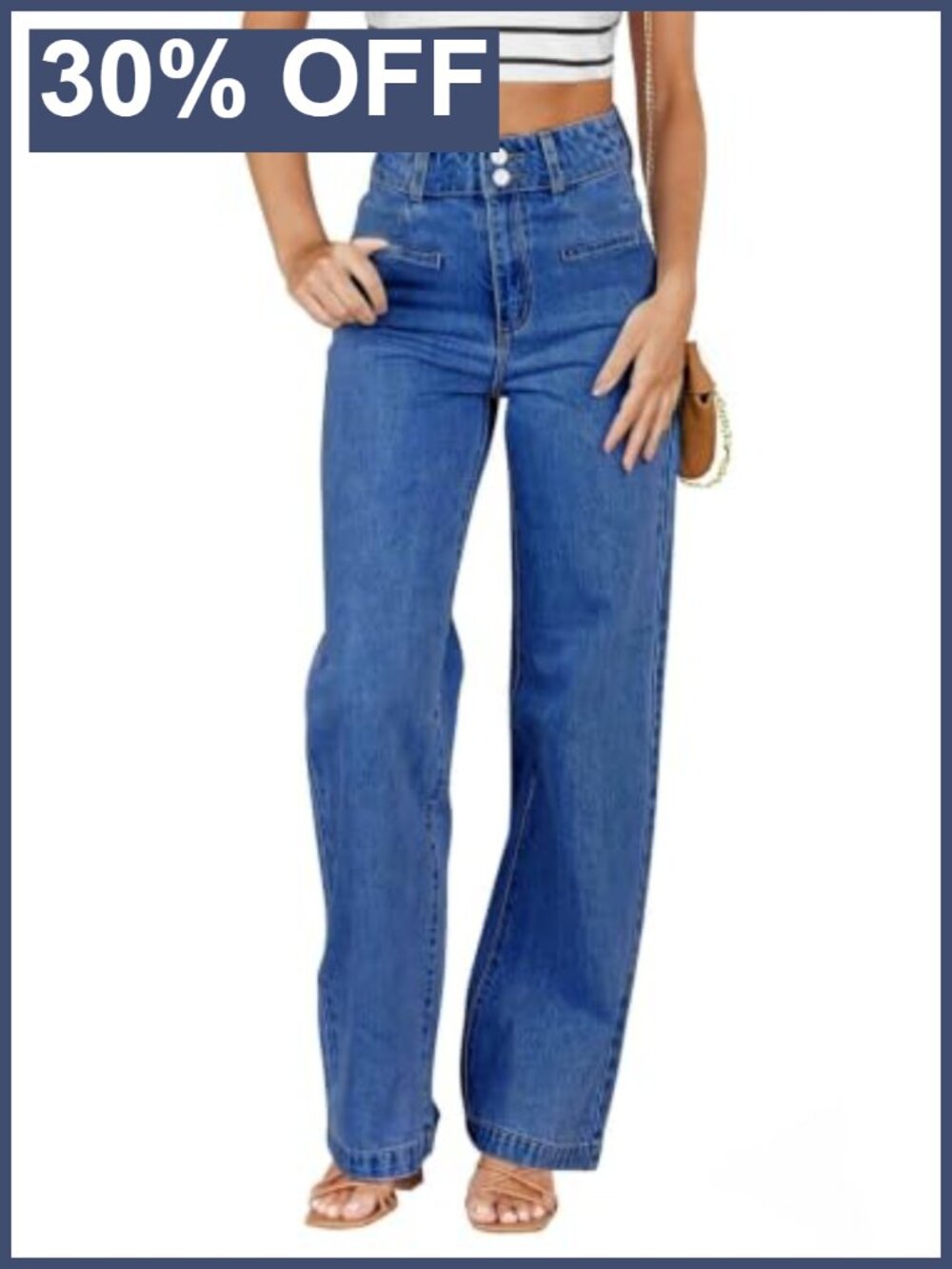 High Waisted Straight Leg Jeans Stretchy Tummy Control Womens Denim Pants